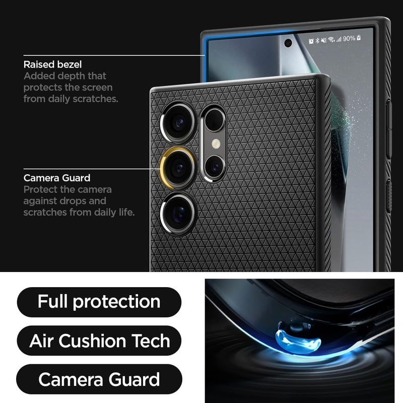 [Australia - AusPower] - Spigen Liquid Air Designed for Galaxy S24 Ultra Case (2024), [Military-Grade Protection] - Matte Black 