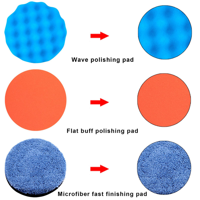 [Australia - AusPower] - SIQUK 16 Pieces Buffing Pads 6 Inch Car Polishing Pad Kit Foam Polish Pads Wax Buffer Polisher Attachment for Drill 