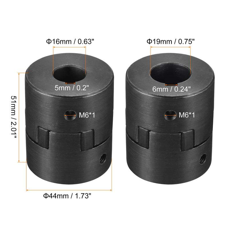 [Australia - AusPower] - MECCANIXITY Flexible Coupling Shaft 16mm to 19mm 51mm x 44mm Motor Coupler Joint 