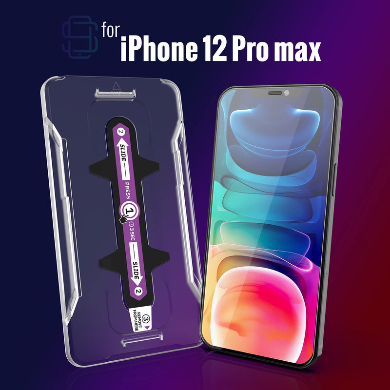 [Australia - AusPower] - iPhone 12 Pro Max Screen Protector [2-Pack] with Easy Auto-Align Install Kit - Tempered Glass for iPhone 12 Pro Max (6,7") - New Glass with Your Next Phone 
