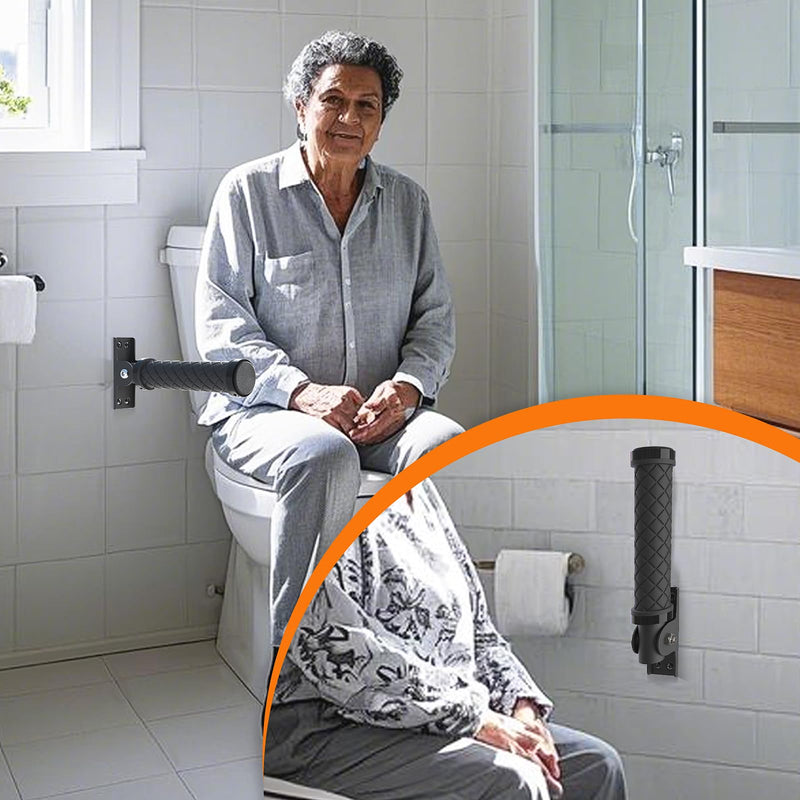 Flip Up Grab Bars for Wall, Home Safety Grab Bars for Seniors, Elderly, Disabled, Non-Slip Assist Hand Rails Grab Handles for Wall, Doorway, Stairs(1 Pack) Black-1 Pack