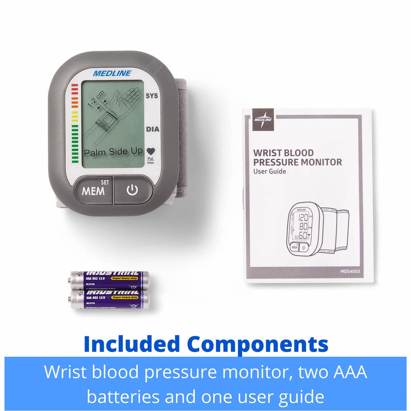 [Australia - AusPower] - Medline Digital Wrist Blood Pressure Monitor, BP Cuff with Batteries Included (60 Reading Memory) 
