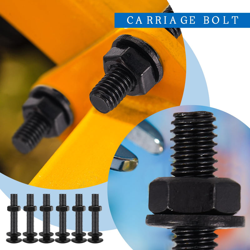 [Australia - AusPower] - Zonon Carriage Bolt Kit Galvanized Carriage Bolt Set Includes Rust Resistance Bolts Washers and Nuts for Fastening Accessories (12 Sets,Black,1/4 x 1-1/2 Inch) 1/4 x 1-1/2 Inch Black 12 