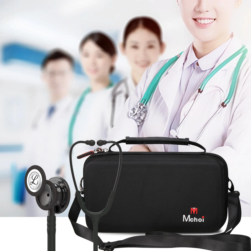 Mchoi Stethoscope Case with Grooved, Suitable for 3M Littmann Classic III Stethoscope, Extra Room for Medical Bandage, Scissors and LED Penlight, Black, Case Only