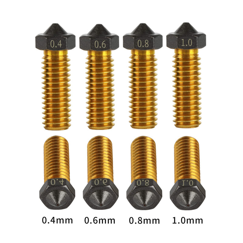 [Australia - AusPower] - 10Pcs V6 Volcano PTFE Nozzles 0.4/0.6/0.8/1.0mm M6 Thread Hotend Extruder PTFE Coating Volcano Nozzle for Artillery Genius, Sidewinder X1, X2, for Anycubic Vyper, Kobra Plus, Kobra Max Volcano PTFE Coated Nozzles 