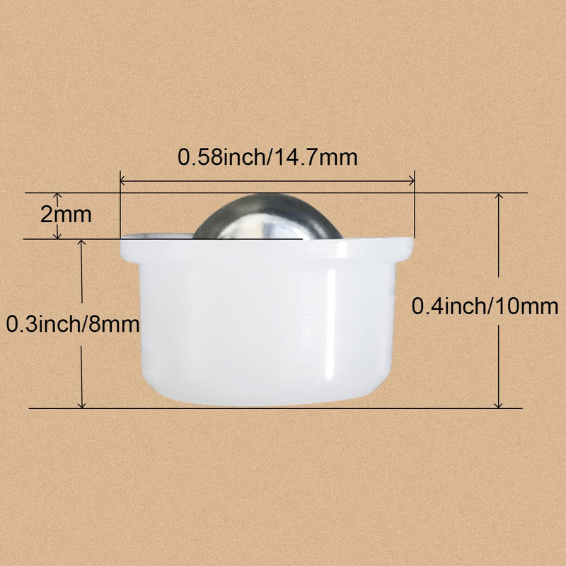 [Australia - AusPower] - 10 Pieces Mini Ball Transfer Bearing Table Conveyor Roller Ball for Transmission, Furniture,Wheelchair 1/3inch(Nylon and Stainless Steel) 