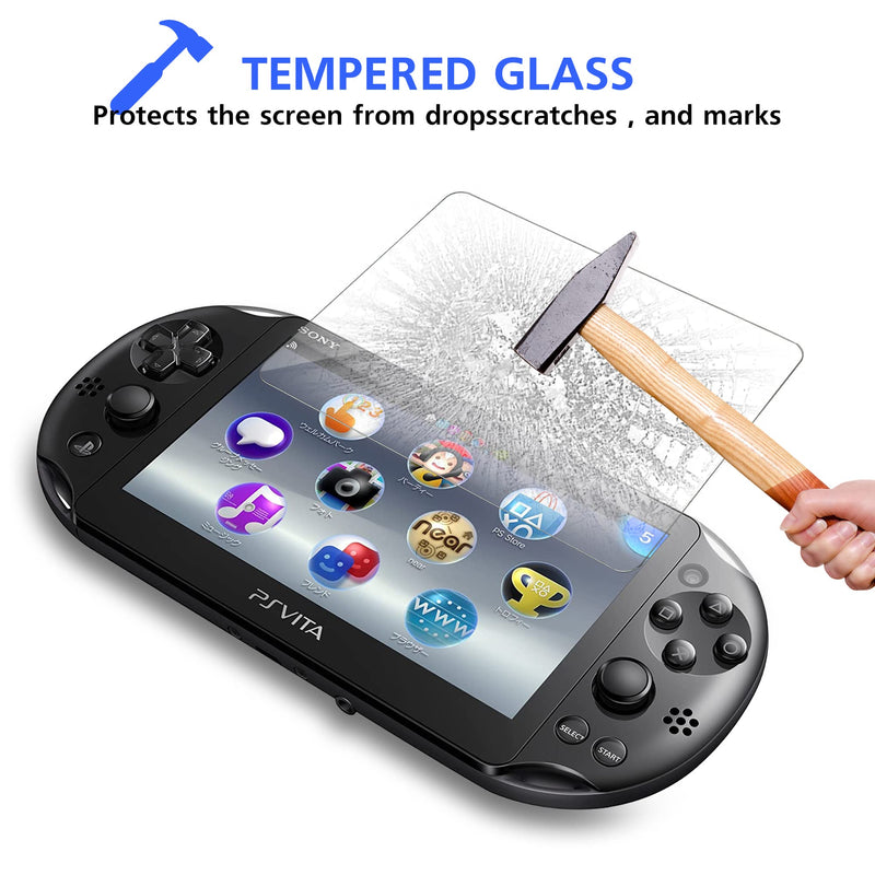 [Australia - AusPower] - Xahpower PS Vita 2000 Screen Protector, 9H Tempered Glass Front Screen Protector and HD Clear PET Back Screen Protective Film for Sony PlayStation Vita 2000 