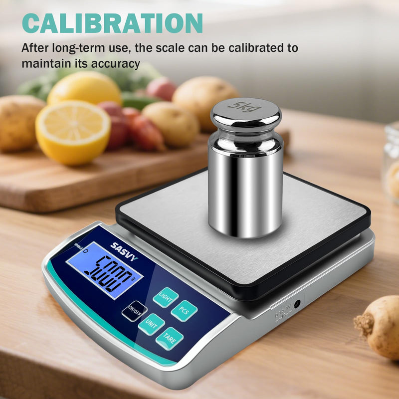 [Australia - AusPower] - Digital Lab Scale 15kg x 1g oz/lb/g/kg Precision Electronic Scientific Scale Analytical Balance for Laboratory Jewelry Kitchen Includes Rechargeable Battery 15kg 1g 