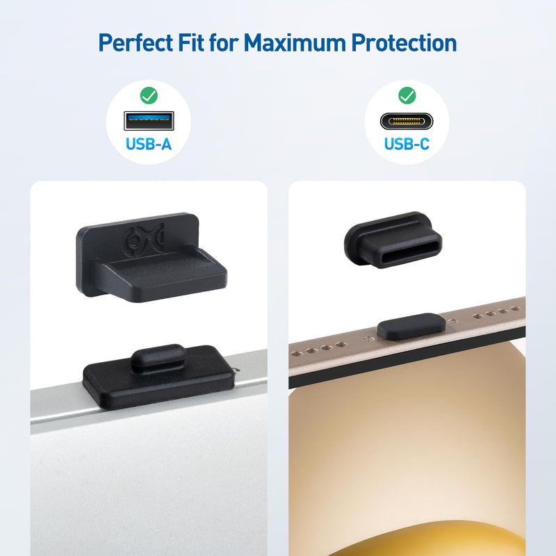 [Australia - AusPower] - Cable Matters Combo-Pack USB-C and USB Port Covers - 10x USB-A Port Covers & 10x USB C Port Covers in Black (USB Dust Cover, USB C Caps, USB Anti Dust Cover, USB-C Protector Plug) USB/USB-C Combo 