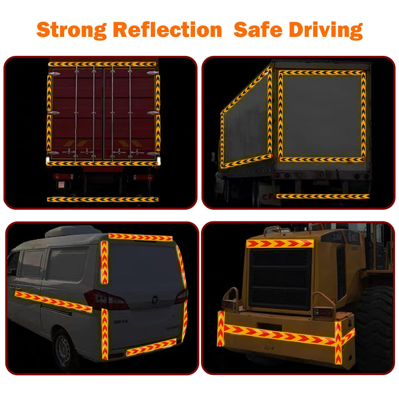Arrow Reflective Tape 2" Outdoor Waterproof High Visibility Strong Adhesive Caution Reflector Safety Warning Conspicuity Tape Industrial Marking Tape for Vehicle Trailer Boat Sign (Red&Yellow, 82FT) Red&Yellow