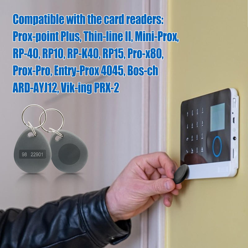 [Australia - AusPower] - 100pcs 26 bit Prox Keyfobs Proximity Fob Frequency 125KHZ HI-D Fit for Prox Key ISOProx 1386 1346 1386 1326 H10301 Format Card Readers & Vast Majority of Access Control Systems,Grey 