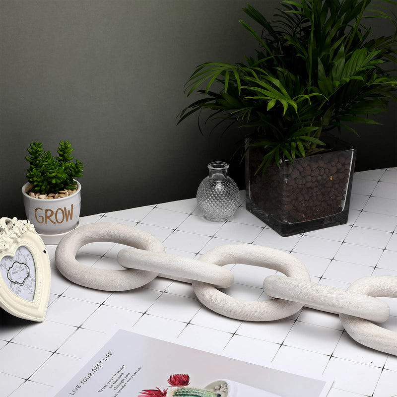[Australia - AusPower] - Decorative Wood Link Chain Wooden Chain Decor 5 Link Decoration for Family Party Home Office Decoration Supplies(White) White 