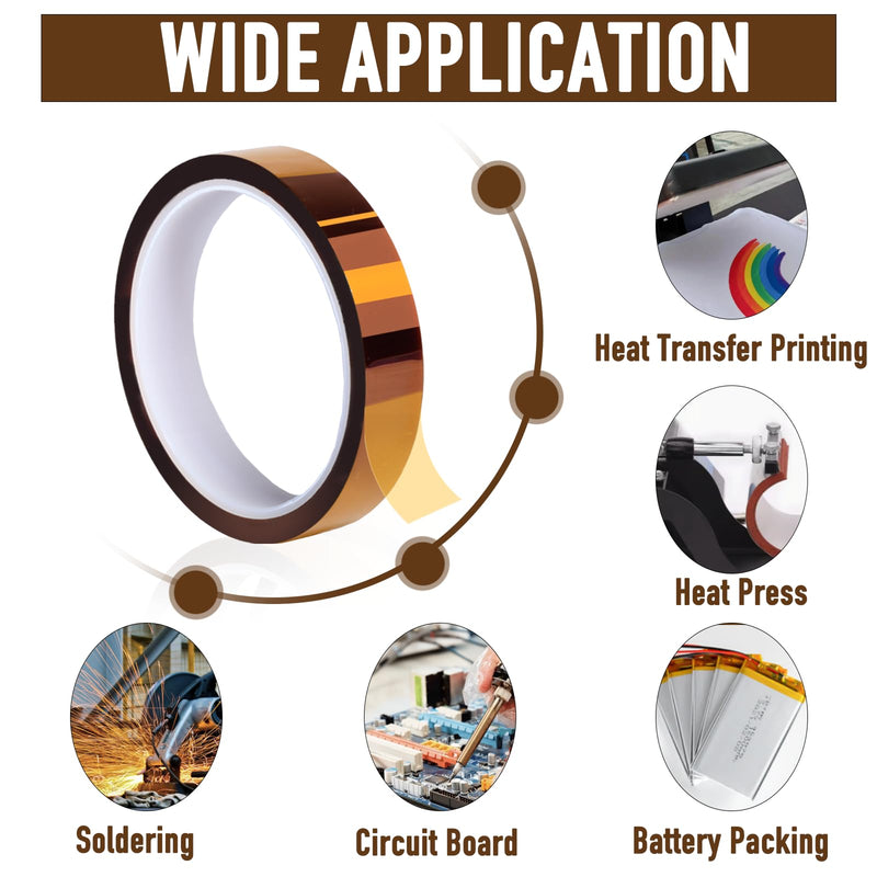 Heat Tape for Sublimation, 4 Rolls 10mm x33m(108ft) Heat Resistant Tape,Heat Transfer Tape for Press,Polyimide Tape Professional for Protecting CPU,PCB Circuit Board No Residue 10 mm Brown