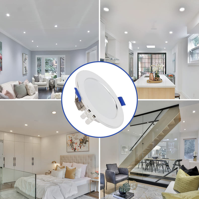 [Australia - AusPower] - Qingmiao LED Recessed Spotlights, 230 V, Flat, 7 W, 600 lm LED Spotlights, IP44 Recessed Lights for the Bathroom, Neutral White, 4500 K, Diameter 75-95 mm Hole Diameter, Recessed Lights for Living Neutral White 4500 K. 