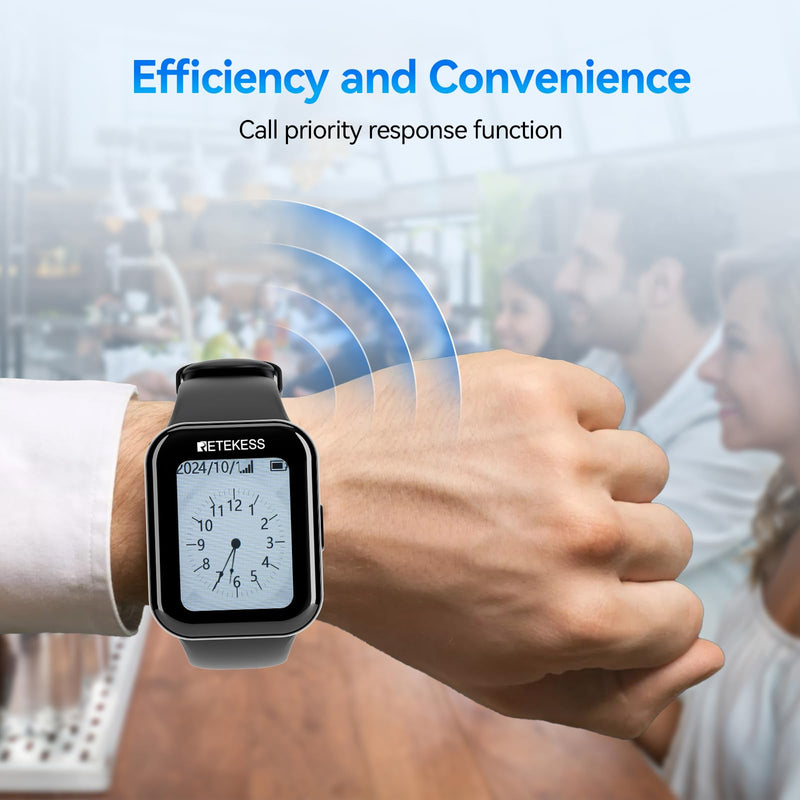 [Australia - AusPower] - Retekess TD113 Call Bell System, Caregiver Pager, IP67 Waterproof, Various Reminder Modes, Touch Screen, 2 Emergency Buttons for Home, Elderly, Patient, Disabled 