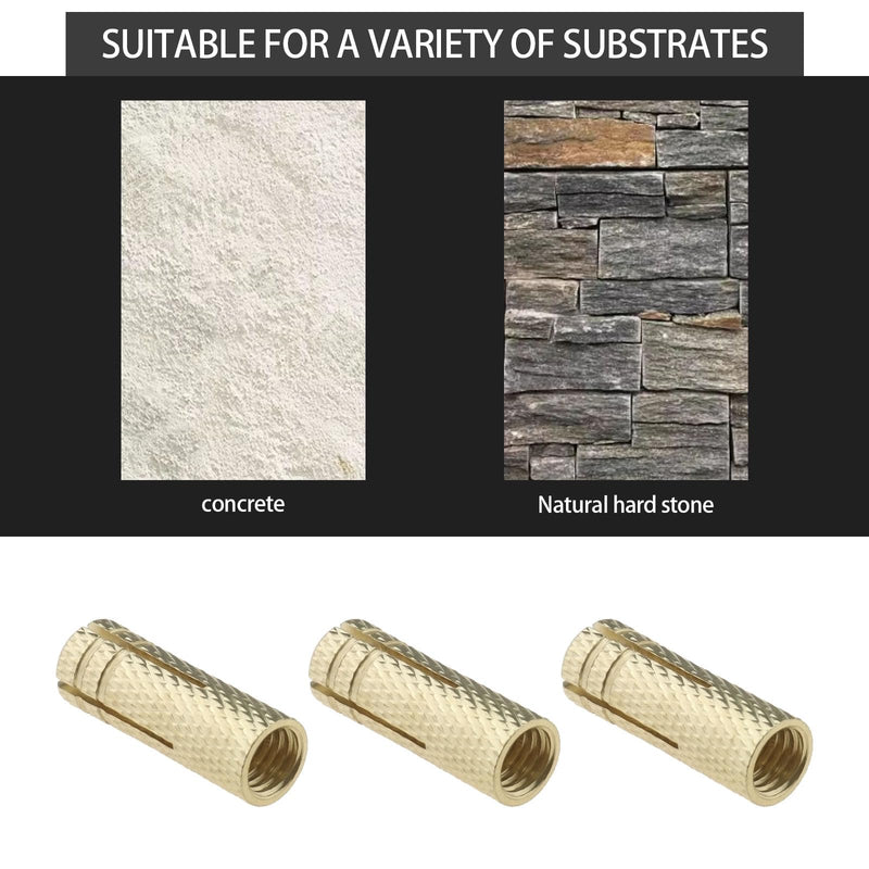 [Australia - AusPower] - Create idea 20PCS M8 Drop in Anchors Brass Wall Anchor Expansion Bolt Sleeve Brass Plug Fastener Hardware for Anchoring into Concrete Solid Bricks 