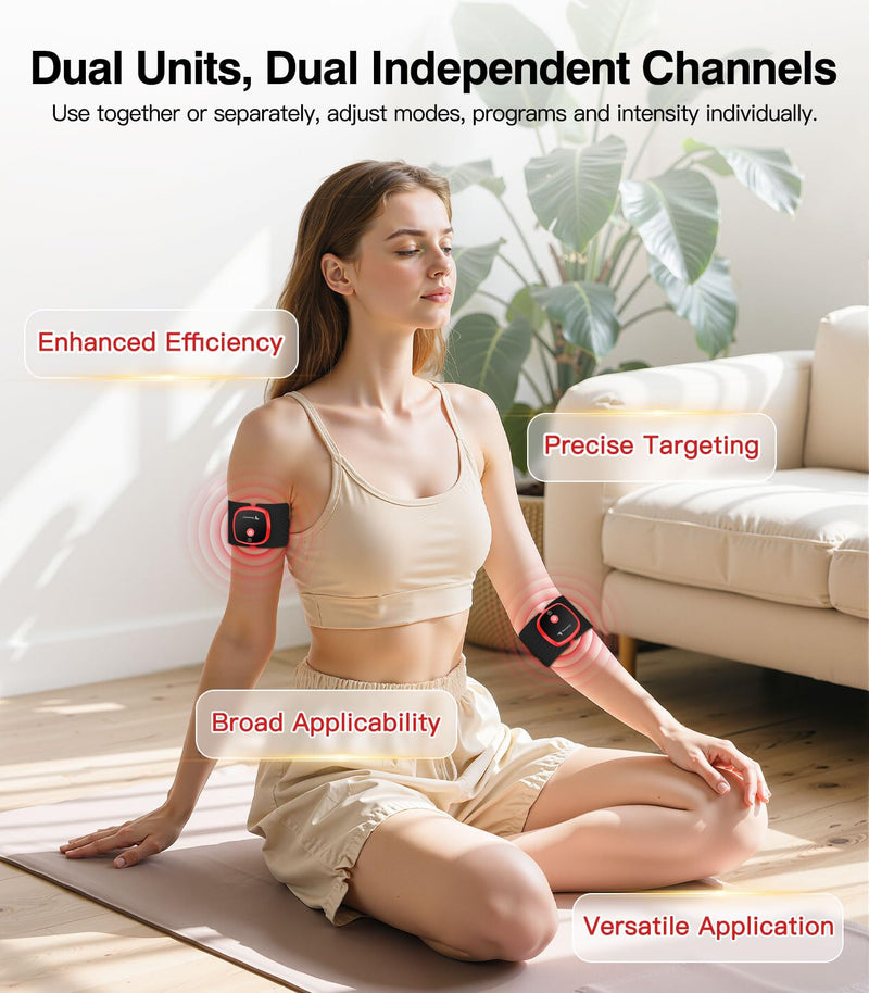 [Australia - AusPower] - Wireless TENS Unit Muscle Stimulator, 2 Packs Rechargeable TENS Machine with Remote Control, Dual Channel Portable Combo Electrotherapy Device (Model: M101A-UK1) for Neck, Back, Shoulder 
