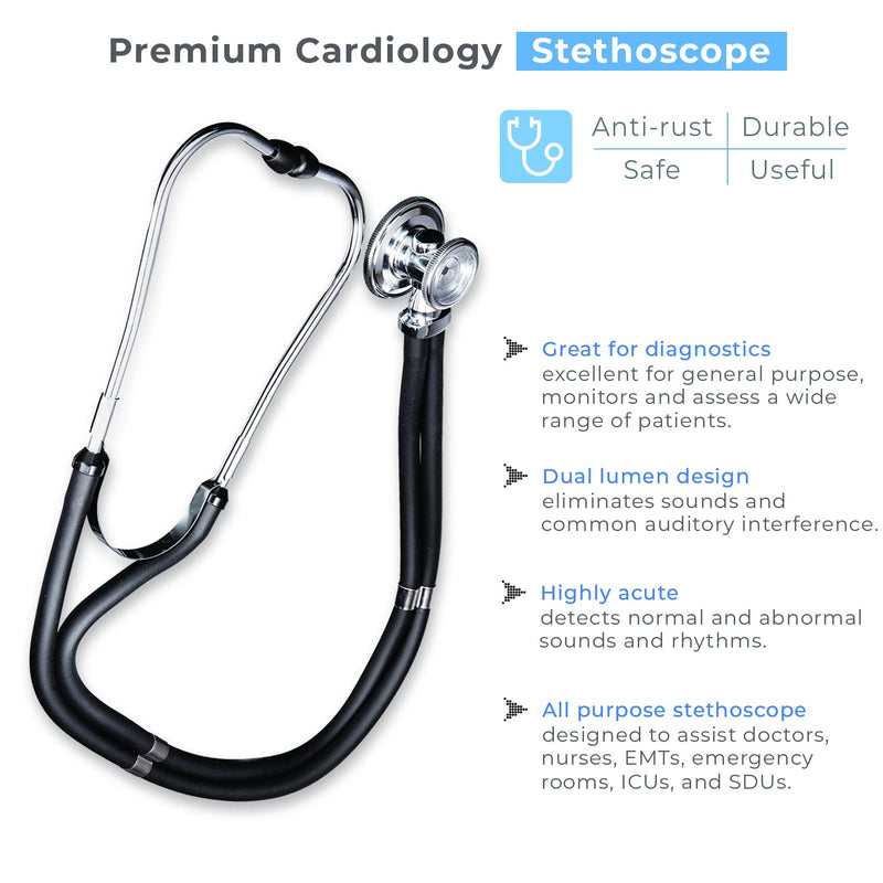 [Australia - AusPower] - NM-9170-BK Professional Aneroid Sphygmomanometer Blood Pressure Machine and Stethoscope Set, Universal Adult Size Cuff Arm, Manual Emergency BP Monitor Kit with Carrying Case, Black 