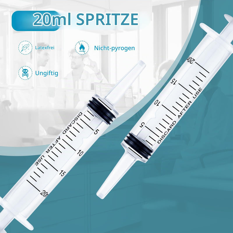 Pack of 30 20 ml Syringes with Protective Caps for Small Pet Feeding Industrial Precision Application Pack of 30 - 20 ml