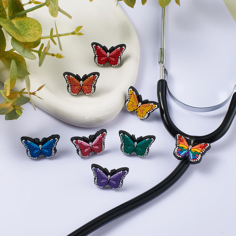 [Australia - AusPower] - 8 Pcs Butterfly Stethoscope Charms Personalized Stethoscope Accessories Gifts for Nurse Graduates Doctor Surgeons Veterinarians and Medical Assistant(Butterfly) 