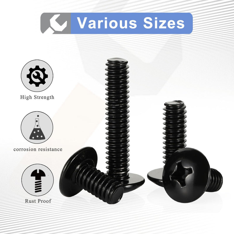 [Australia - AusPower] - #6-32 x 1/2" Truss Head Machine Screws, Full Thread, 18-8 Stainless Steel, Black Finish, Quantity 100 #6-32 x 1/2" 