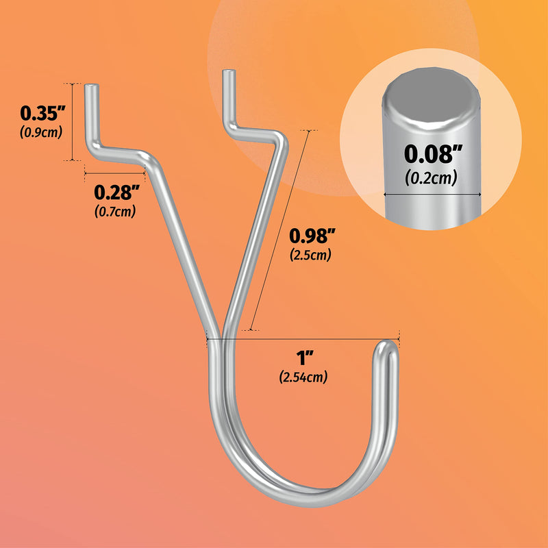 [Australia - AusPower] - HUHOLE Pegboard Hooks, J-Hook, 1 Inch Silver Pegs 40 Pack, Ideal Display Hooks for Hanging Jewelry, Necklaces, Keys, Small Tools, Will Not Fall Out, Fit 1/8”, 3/16” Peg Boards 1"-40Pack 