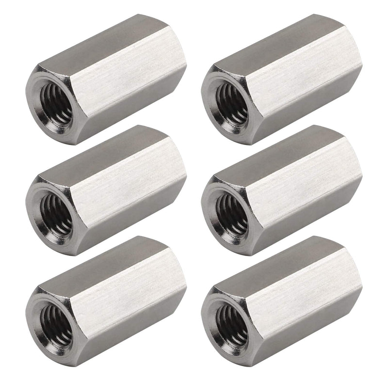 [Australia - AusPower] - Pack of 8 M6 X 1.0-Pitch 25mm Length Hex Width 10mm Metric Hex Coupling Nut 304 Stainless Steel Rod Coupling Nuts 