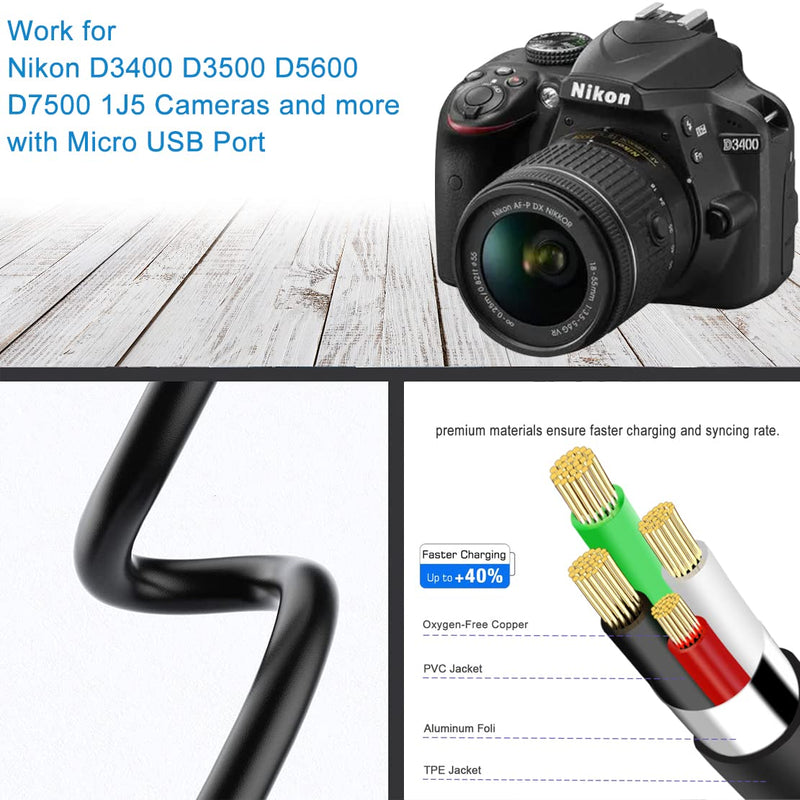 [Australia - AusPower] - Replacement Camera USB Cable for Nikon Digital DSLR D3400 D3500 D5600 D7500 1J5,Nikon Camera Cord Accessories,UC-E20 Charging Cable Photo Data Transfer Cord for Canon PowerShot SX720 HS 3FT 