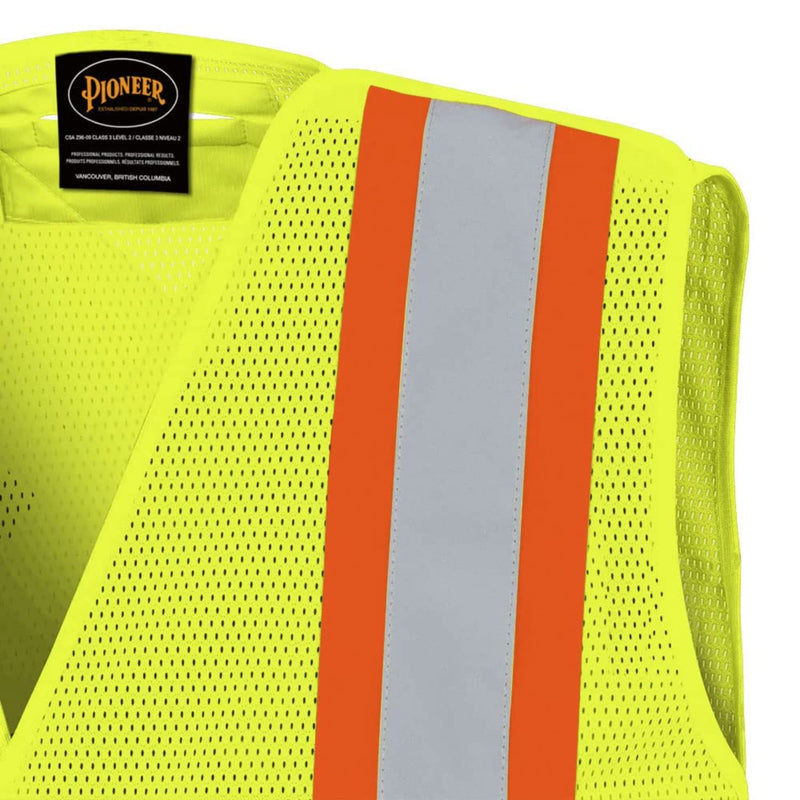 Pioneer High Visibility Mesh Tear-Away Safety Vest with Adjustable Front, Reflective Tape, Yellow/Green, Unisex, S/M, V1030560U-S/M Small-Medium