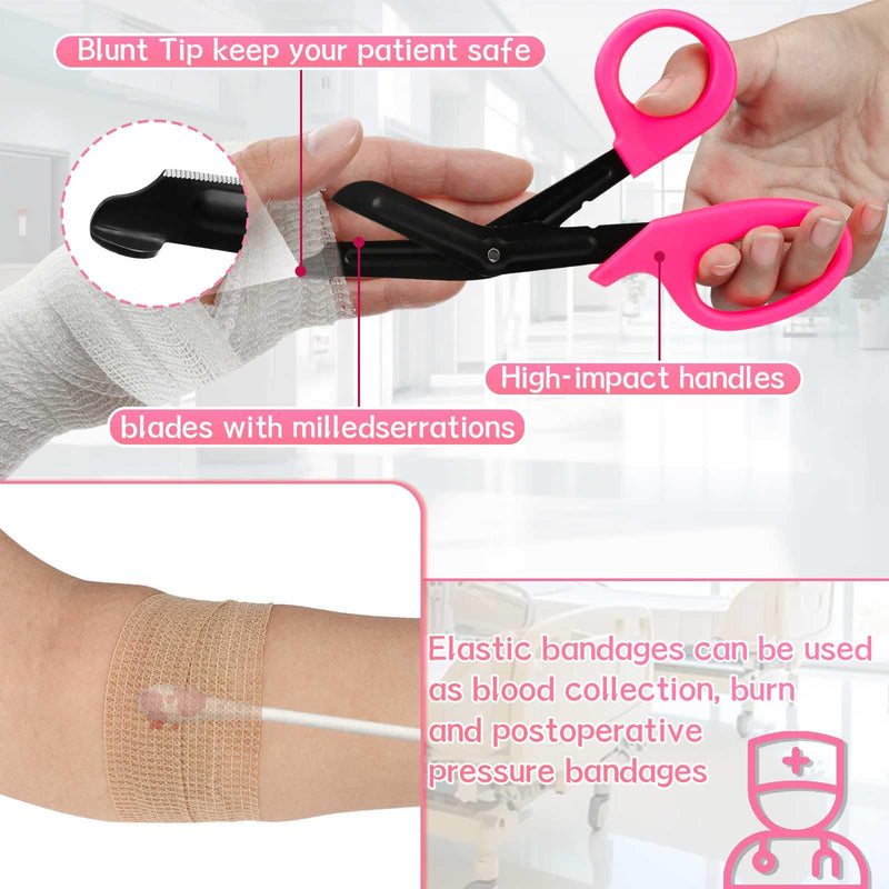[Australia - AusPower] - 16 Pcs Stethoscope Case Kits, Stethoscope Case with Supplies Include 2 Pcs Rechargeable LED Pen Lights, Nurse Scissors, Nurse Pens, Bandage Wraps, Nurse Accessories, Perfect Nurse Gifts(Pink) Pink 