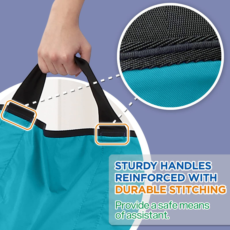 Positioning Bed Pad with Reinforced Handles 48" x 40" Patient Transfer Sheet Aid Assistant for Body Lifting, Turning, Repositioning, for Elderly, Incontinence, Caregiver, Peacock Blue 48" x 40"