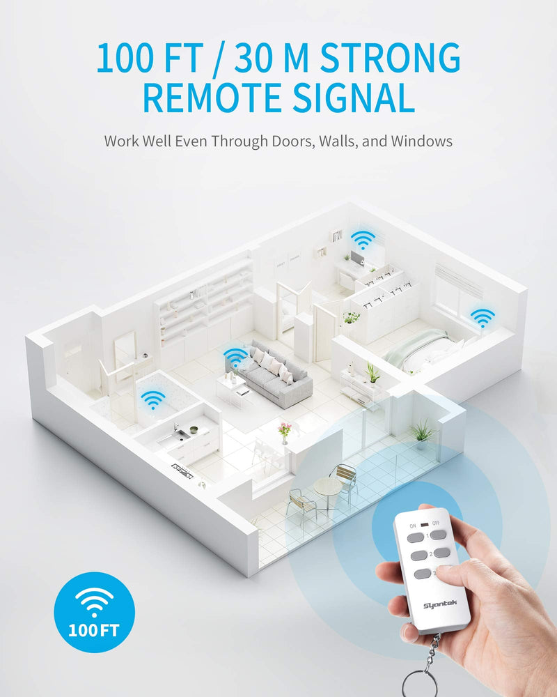 [Australia - AusPower] - Remote Control Outlet Wireless Light Switch for Household Appliances, Expandable Remote Light Switch Kit, Up to 100 ft Range, FCC Certified, ETL Listed, White (3 Outlets + 1 Remotes) 