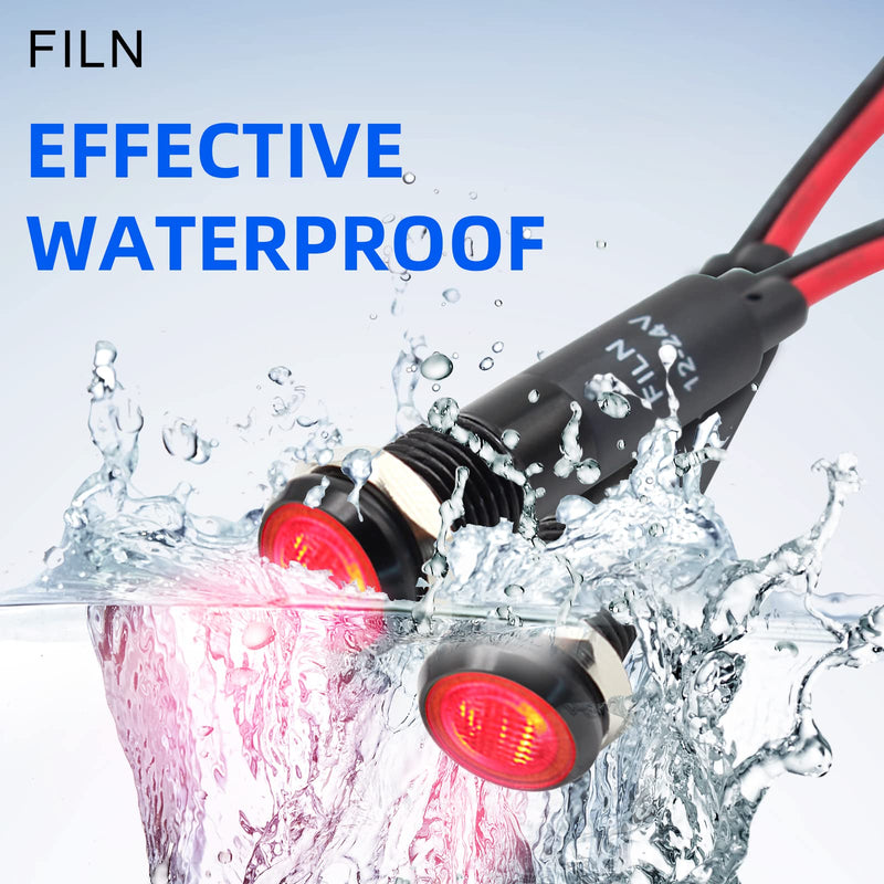 [Australia - AusPower] - 5Pcs 8MM (5/16'') Indicator Light led indicator light 12V 24v Metal Pilot Lamp Light Black Anodized Waterproof ip67 Red Signal Lamp light(12V-Black Anodized-Red 5Pcs) Red-5pcs 12V-24V-Black Anodized 