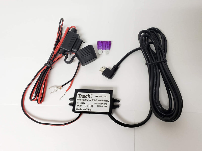 [Australia - AusPower] - 12-24 Volt to Micro USB Vehicle Car Marine Wiring Cable & Power stabilizer Kit for Tracki GPS Tracker - or for dashcam, Dashboard Camera 