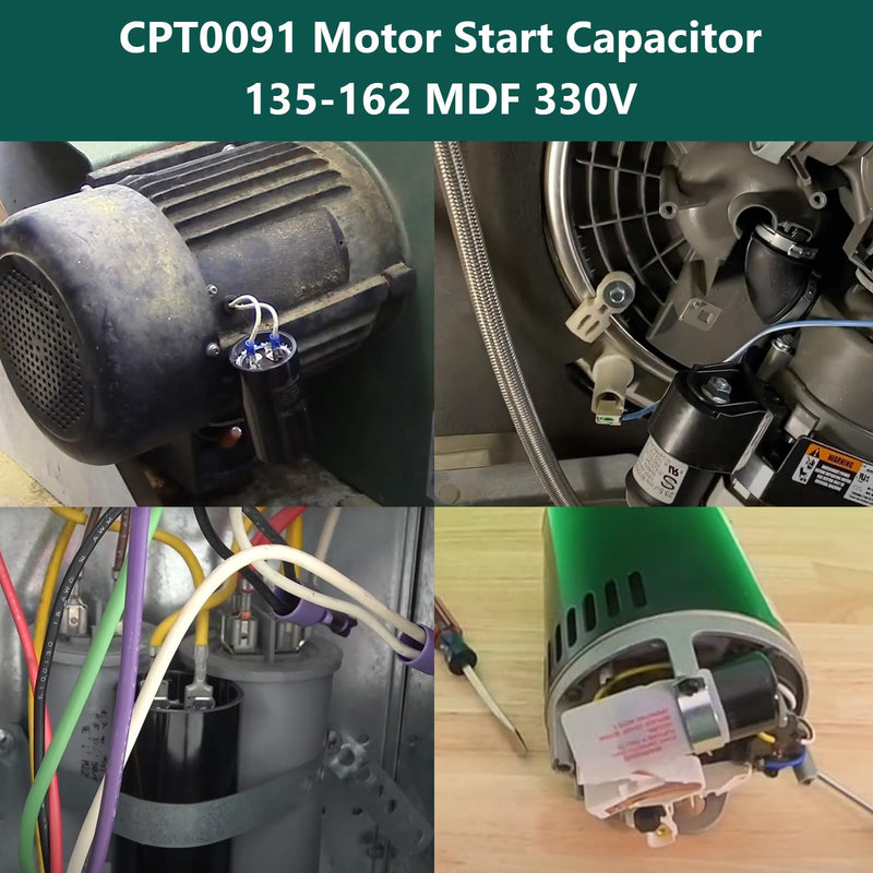 CPT0091 Motor Start Capacitor 135-162 MDF 330V Compatible with Trane American Standard Replace CPT0091 CPT00091