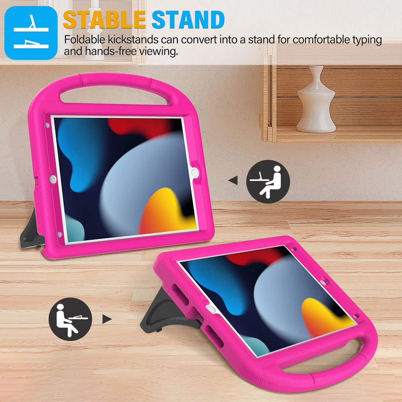 [Australia - AusPower] - SUPLIK Kids Case for iPad 9th/8th/7th Generation - iPad 10.2 inch 2021/2020/2019 Case with Built-in Screen Protector, Durable Shockproof Handle Stand Kids Case for Apple iPad 7/8/9 Gen, Pink 