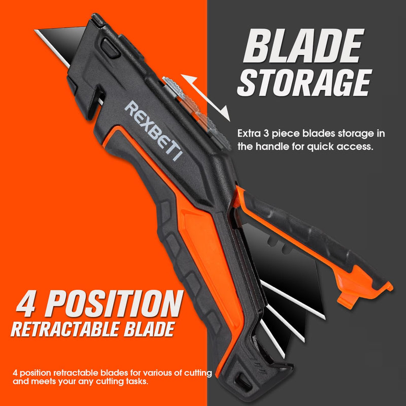 [Australia - AusPower] - REXBETI 2-Pack Utility Knife, SK5 Heavy Duty Retractable Box Cutter for Cartons, Cardboard and Boxes, Blade Storage Design, Extra 10 Blades Included（Total 18 Blades） 2 pack 