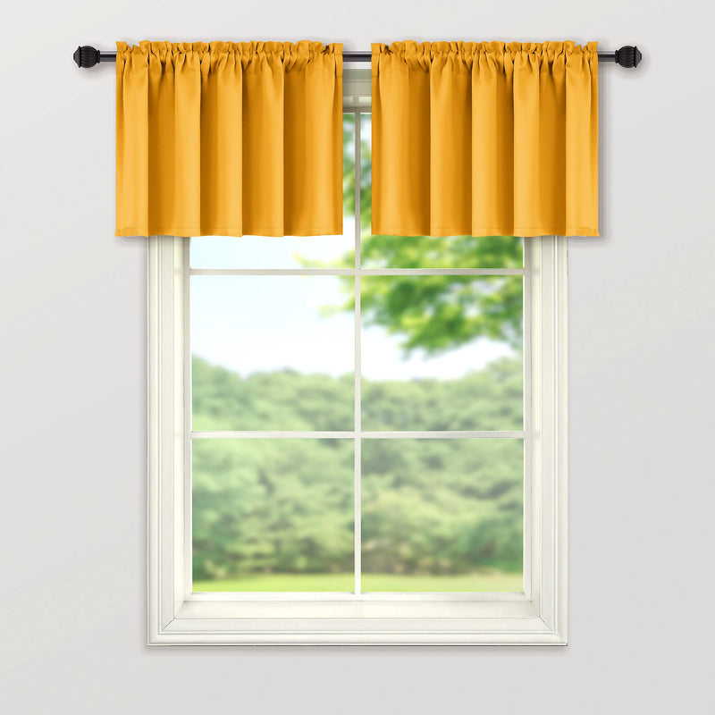 [Australia - AusPower] - Yellow Valances for Windows Rod Pocket Mustard Curtains for Kitchen Bathroom Living Room 36x16 Inches Long Yellow 