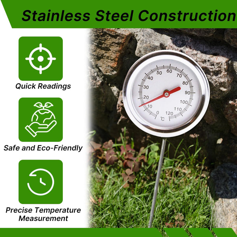 [Australia - AusPower] - Compost Thermometer with 36.4 in Stainless Ssteel Stem,Soil Thermometer Gardening Thermometers Hay Bale Thermometers for Composting,Organic Farming Professional Tool Gardeners 