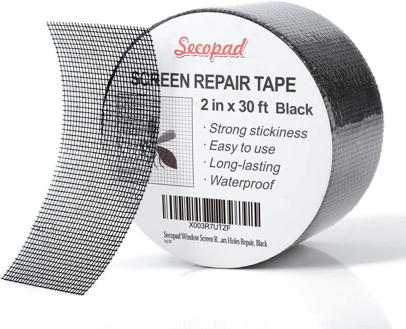 Secopad 24 PCS Patented Anti Slip Shower Stickers and 2 in X 30 FT (360IN) Black Window Screen Repair Tape