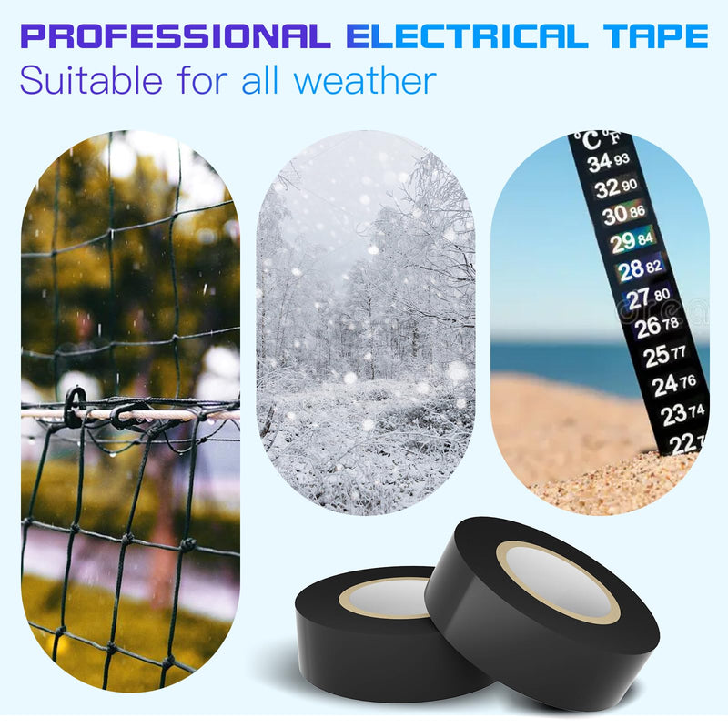 9 Rolls Coloured Electrical Tape - Professional White Black Red Green Blue Yellow Electrical Tape (0.7 Inch by 30 Feet), Electric Tape is Suitable for Domestic, Commercial, and Industrial Use