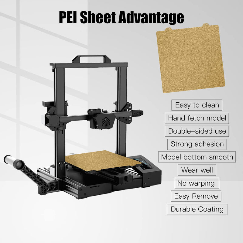Double Sided Textured PEI Printing Bed, 3D Printer Parts Printing Plate Frosted PEI Surface300x300 mm for Kingroon KP5L/ SV04 IDEX/Anet A8 Plus/Anet et5/ et5 Pro(Without Magnetic Bottom Sheet) Double Sided 300 x300 mm