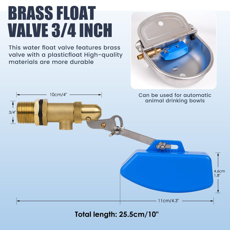 Brass Float Valve for Water Trough Stock Tank,3/4 Inch Automatic Water Level Control Pond Farm Livestock Cattle Goat Horse Livestock Waterer Pool Auto fill Float Valve (3/4" 2PCS) 3/4" 2PCS