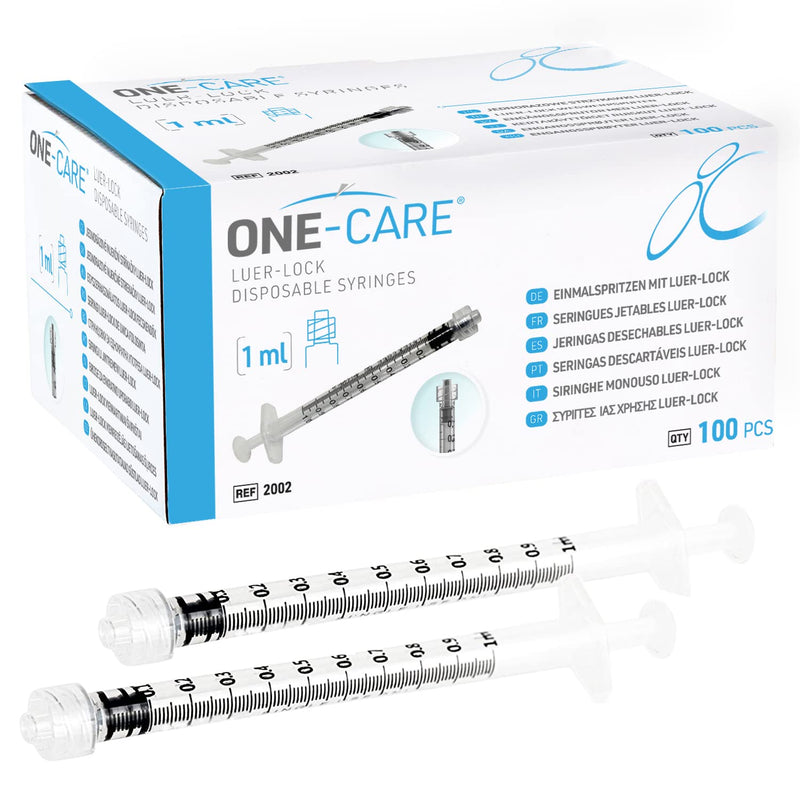 [Australia - AusPower] - MediVena ONE-CARE 1ml Luer-Lock Syringes, Sterile, Low Dead Space, 100/bx Blister-Packed Syringes 1cc 