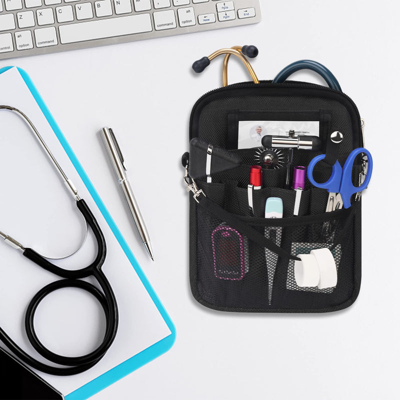 [Australia - AusPower] - BOVKE Nurse Fanny Pack with Medical Gear Pockets, Tape Holder, Medical Bag Nurse Waist Pouch Organizer with Utility Storage for Stethoscopes, Bandage Scissors and other Emergency Supplies, Black 