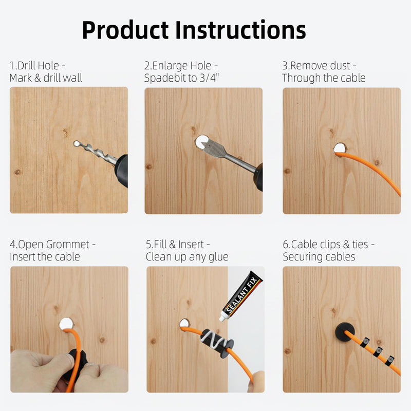 Starlink Cable Routing Kit for Cable Wall Pass Through with Cable Grommet kit, 3/4" and 5/16" Drill Bit, Wire Clips and Ties for Starlink Gen 2/3 Dish & Mini Ethernet or Network Cable and Wire Setup