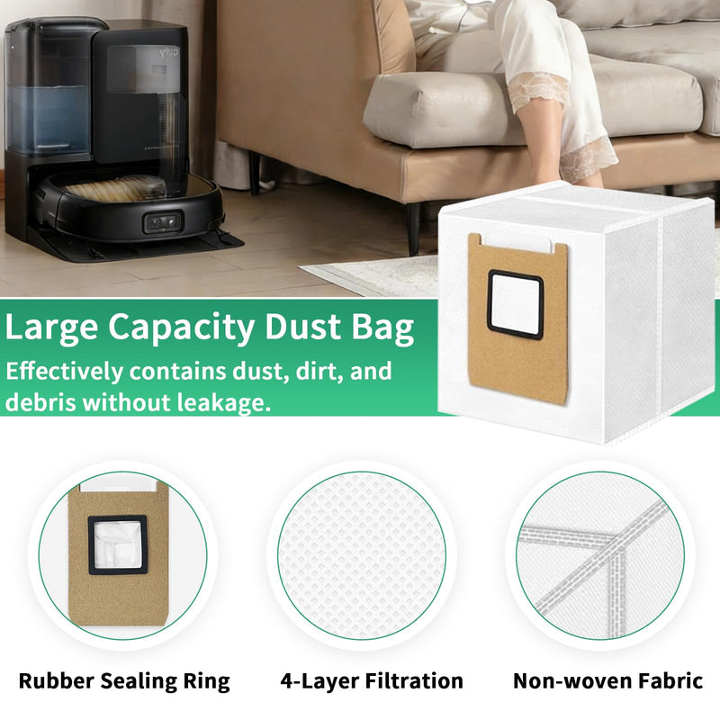 Accessory Kit Compatible with eufy Omni E28 / Omni E25 Robot Vacuum, 23-Pack Replacement Parts with 2 Sets Rolling Brushes, 2 Roller Mops, 4 Filters, 6 Dust Bags, 6 Side Brushes, 1 Cleaning Brush