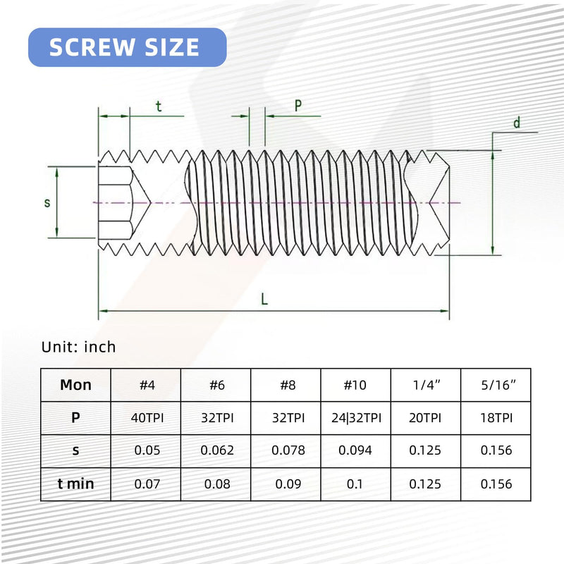 [Australia - AusPower] - 5/16-18 x 1/2" Hex Allen Head Socket Set Screws Grub Screw Bolts, 304 Stainless Steel Internal Hex Drive Cup-Point Screws with Hex Wrenches, 20 PCS 5/16-18" x 1/2" 