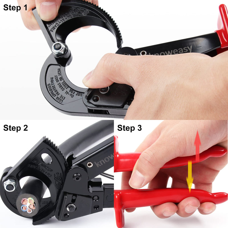 [Australia - AusPower] - Knoweasy Cable Cutter and Ratchet Wire Cutter Works for Aluminum and Multi-core Cables up to 240mm² HS325A 