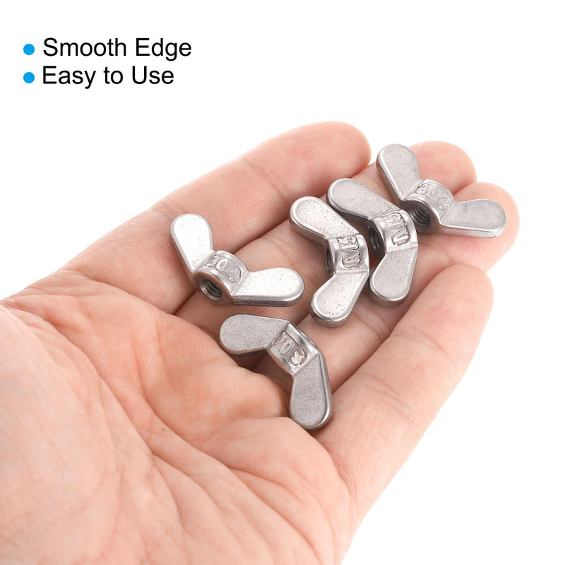 [Australia - AusPower] - uxcell M5x0.8mm Wing Nut 12 Pcs, 304 Stainless Steel Butterfly Wing Nuts Fasteners Parts Hand Twist Tighten Wing Nuts for Machinery Electronic Equipment DIY, Silver 